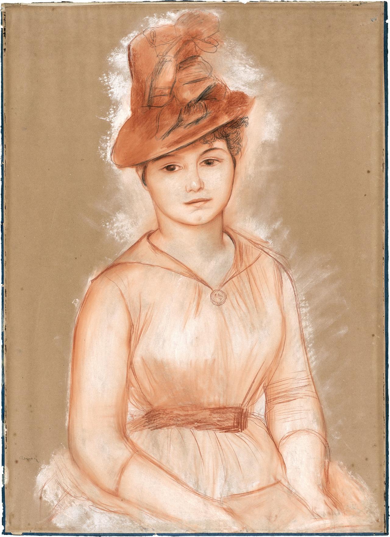 Огюст Ренуар девушка в шляпе 1892